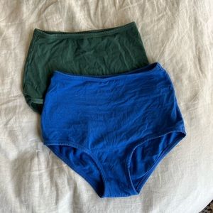 ARQ high rise undies in fern and cobalt (pair of 2)